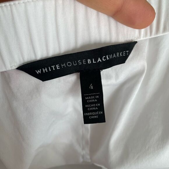 White House Black Market Off the Shoulder White Top Blouse Size 4 Ruffle Sleeves - Picture 7 of 9